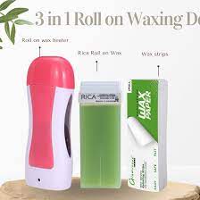 Rica Roller Wax & Depilatory Wax Paper 3 in 1 deal, Waxing Kit for Women, Waxing Kit for Kind Of Skins Roll On Wax Kit for Larger ...